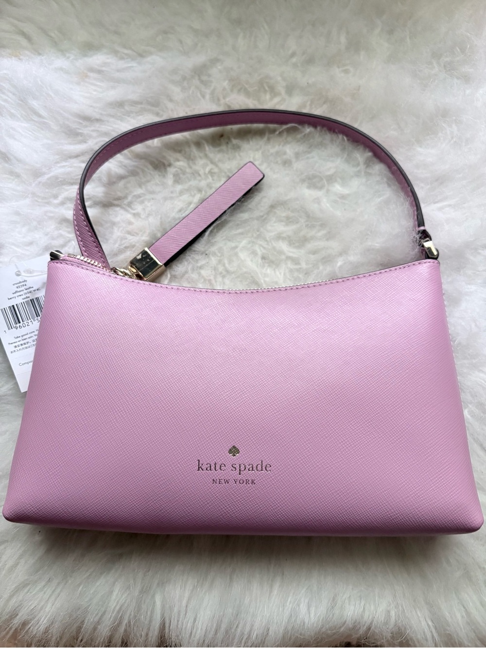 Kate Spade Pink Saffiano Crossbody Bag with Gold Logo NWT